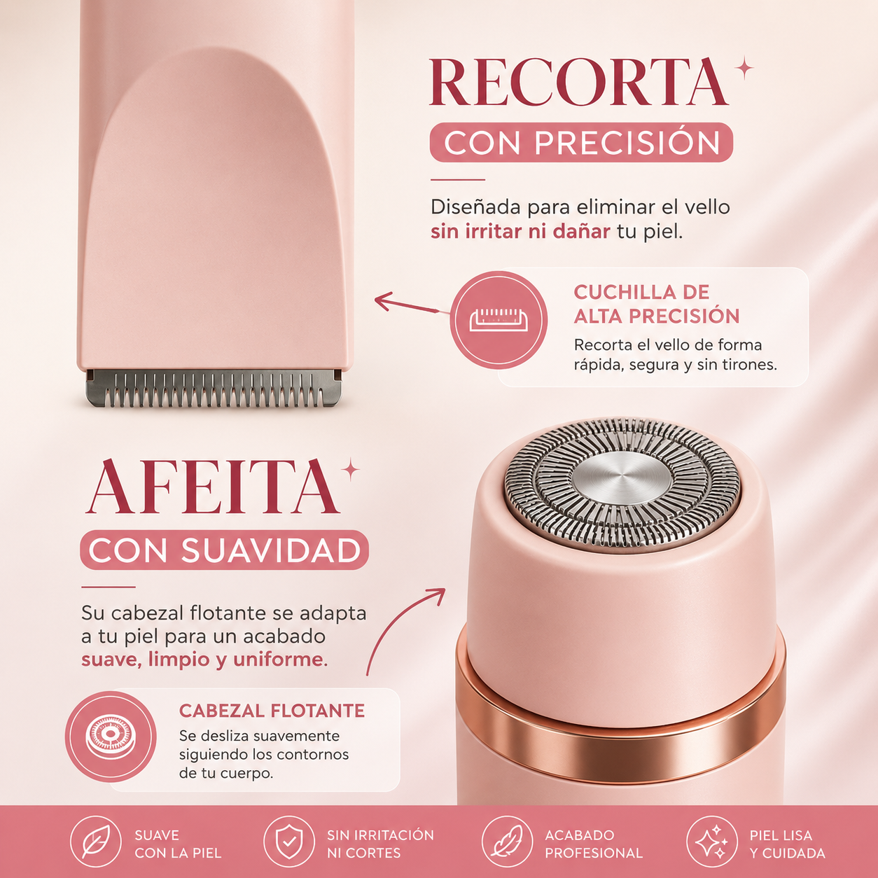 Depiladora Eléctrica Pro 2 en 1 para Zona Íntima y Cuerpo