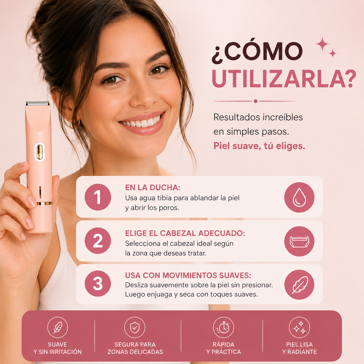 Depiladora Eléctrica 2 en 1 para Zona Íntima y Cuerpo  Lumora´s